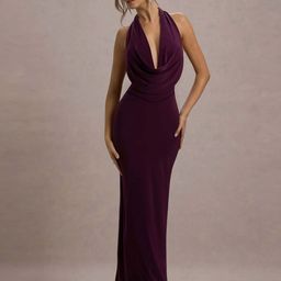 CLAFOUTIS Cowl Neck Crepe Bodycon Maxi Dress-image-37