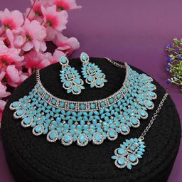 VATSALYA creation Women Turquoise BlueJewellery Set-image-20