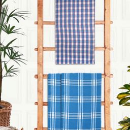 Aura Blue & White 3 Pieces Printed Cotton 210 GSM PremiumUltra Absorbent Bath Towels-image-75