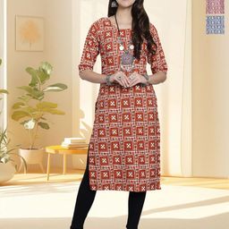 HERE&NOW Women Pack of 3 Ethnic Motifs Printed Daily Straight Kurtas-image-86