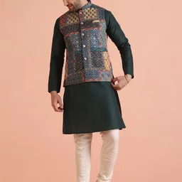 KISAH Mandarin Collar Printed Nehru Jacket-image-7