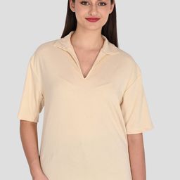 TRAQUILA HIP-HOP Women Ribbed Shirt Collar Top-image-75