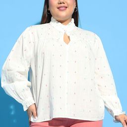 Oxolloxo Women Plus Size Cotton Self Design Top-image-125