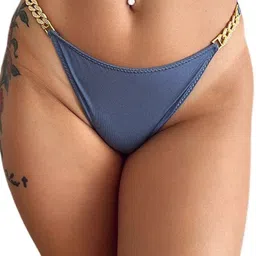 UR HIGHER SELF Low Rise Bikini Brief With Chain Diamond Chain GS Panty Blue-22
