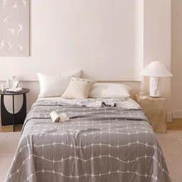JC HOME Grey & White Checked AC Room 233 GSM Double Bed Quilt-image-62