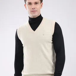 Monte Carlo Men Brand Logo V-Neck Woollen Sweater Vest-image-83