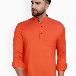 VEERA PARIDHAAN Band Collar Straight Short Kurta-image-10