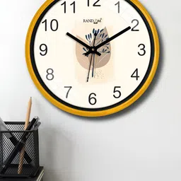 RANDOM White & Yellow Printed Traditional Wall Clock-58