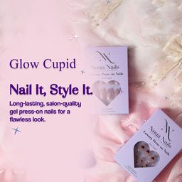 GLOW CUPID Set Of 24 Reusable Press On Nails Kit - Pink Whispers image 2