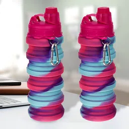 Kuber Industries Pink & Blue 2 Pieces Printed Water Bottle 500 ml-image-23
