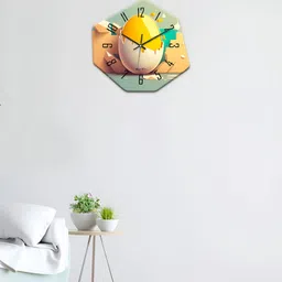 OLIVE TREE Yellow & Turquoise Blue Printed Geometric Wall Clock-20