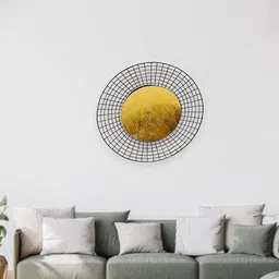 vedas Mystic Indiana Black & Yellow Midnight Marquee Round Medium Wall Plates-image-32