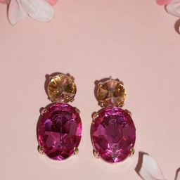 Niscka Gold-Plated Artificial Stones Studded Geometric Shaped Drop Earrings-9