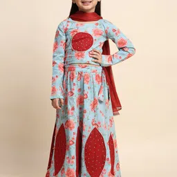 Maaesa Girls Printed Beads and Stones Ready to Wear Lehenga & Blouse With Dupatta-picture-57