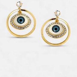 SOHI Set Of 2 Gold-Plated Evil Eye Bud Drop Earrings image 3
