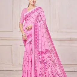 Garden Vareli Ethnic Motifs Printed Pure Chiffon Saree with Blouse Piece-picture-3
