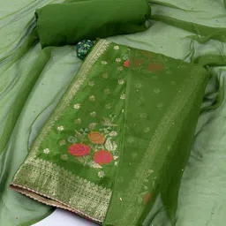 Meena Bazaar Art Silk Unstitched Dress Material-image-60