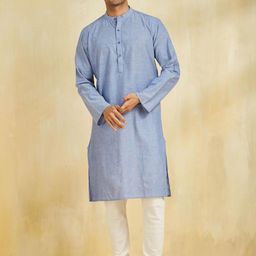 Fabindia Men Cold-Shoulder Sleeves Mirror Work Kurta-37