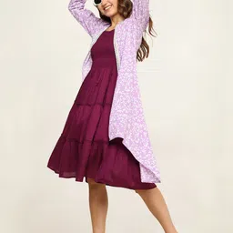 NG FASHION Women Smocked Tiered Fit & Flare Midi Dress-picture-18
