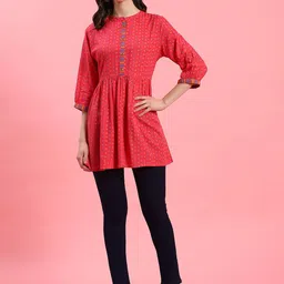 Shree Liva Mandarin Collar Printed Tunic-image-48