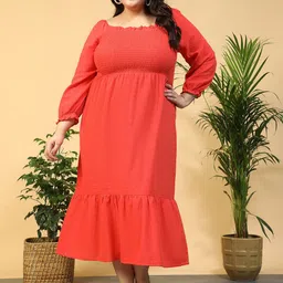 Oxolloxo Plus Size Square Neck Long Cotton Gauz Dress-picture-5