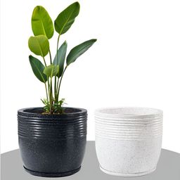 RUBOXA 2Pcs White & Black UV ProtectedPlanters-24