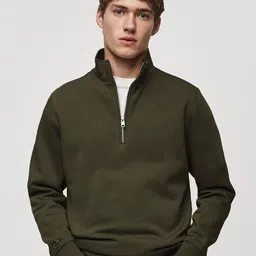 MISCHIEF MONKEY Men Mock Collar Solid Sweatshirt-image-8
