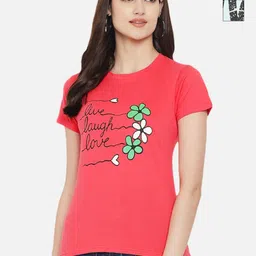 Tromko Women Typography Printed Round Neck Cotton Regular Fit T-shirt-image-61