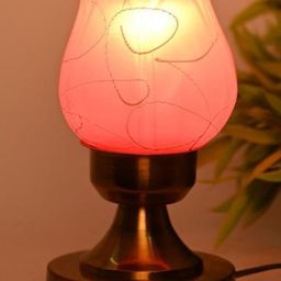 SOMIL Pink Printed Glass Bell Shaped Table Lamp-image-9