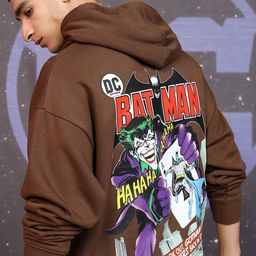 HIGHLANDER Men Warner Bros Batman Printed Hooded Oversized Pullover Sweatshirt-image-7