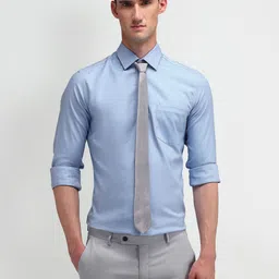 Arrow Men Comfort Spread Collar Textured Cotton Slim Fit Formal Shirt-image-58