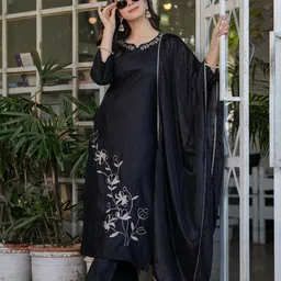 KALINI Women Ethnic Motifs Embroidered Regular Thread Work Kurta with Trousers & With Dupatta-picture-47