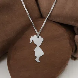 Goldnera Girls 925 Sterling Silver-Plated Cute Girl Pendant with Chain-43
