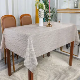 LooMantha Brown & White Geometric Printed Cotton 6-Seater Rectangle Table Cover-5