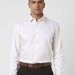 V Dot Men Spread Collar Conversational Printed Cotton Slim Fit Formal Shirt-image-69