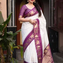 Marziyaa Woven Design Zari Silk Cotton Banarasi Saree-11