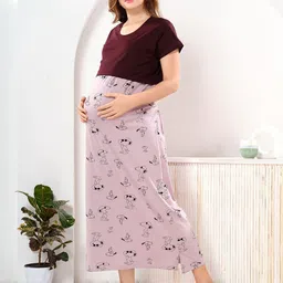 EASY MOM Women Printed Maternity Feeding Maxi Nightdress-picture-2