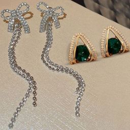 VAGHBHATT Rhodium-Plated & Multi Alloy Rhinestone Contemporary Earrings-picture-2
