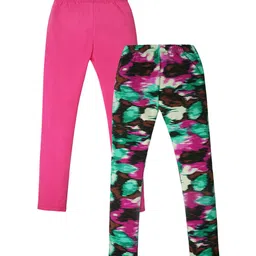 Nino Togs Girls Pack Of 2 Printed Ankle Length Cotton Leggings-image-54