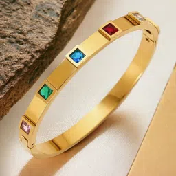 Jewels Galaxy Gold-Plated Anti Tarnish American Diamond Bangle-Style Bracelet-34