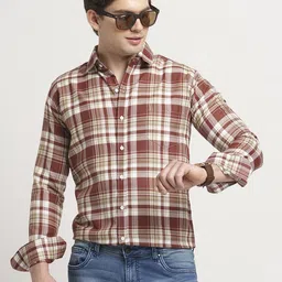 TRYBUY.IN Men Standard Fit Spread Collar Checked Cotton Casual Shirt-picture-24