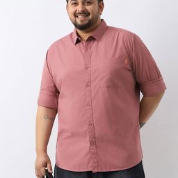 Urbano Plus Men Dusty Pink Cotton Full Sleeve Regular Fit Casual Solid Shirt-image-29
