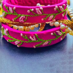 TheYUGO Set Of 2 Beaded Thread Bangles-18