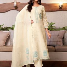 KALINI Women Floral Regular Kurta with Trousers & With Dupatta-image-49