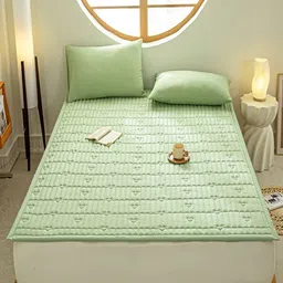 JC HOME Green Striped 160 TC Queen Fitted Bedsheet Set 2.00 m x 1.50 m-image-91