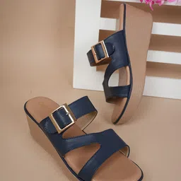 Get Glamr Women Wedge Mules with Buckles-3