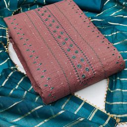 RUDRAA FAB Floral Sequinned Embroidered Unstitched Dress Material-image-19