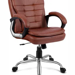 Oakcraft Brown Sturdy & Durable Leatherette Adjustable Seat Height Chair-28