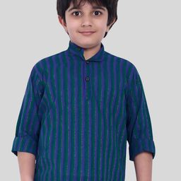 MOSHI Boys Striped Band Collar Pure Cotton Straight Short Kurta-41