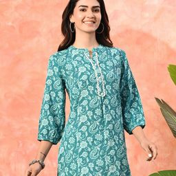 Sangria Floral Printed Pure Cotton Three Quarter Sleeve Tunic-picture-55